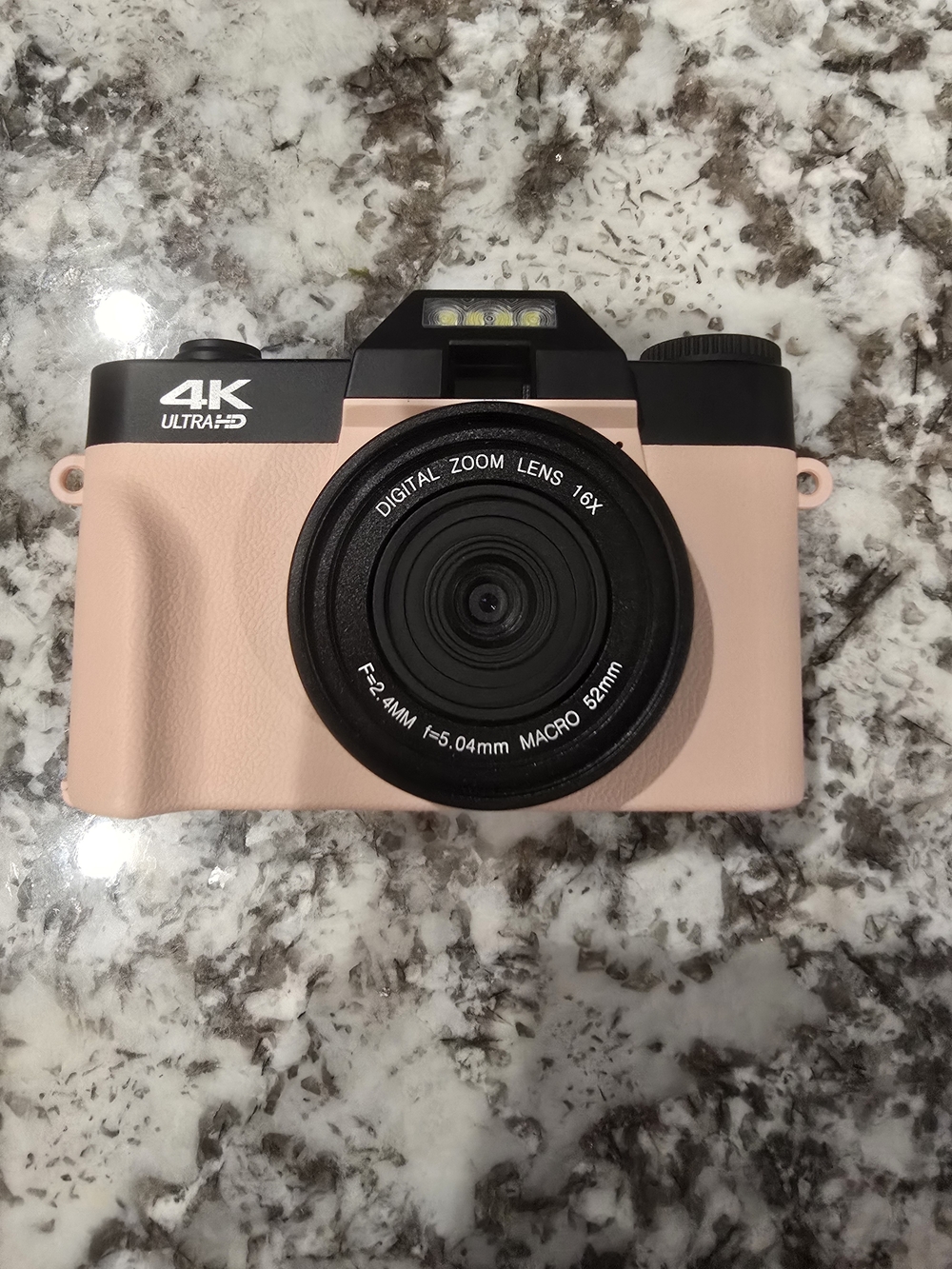 4K Ultra HD Pink Digital Camera with 16x Zoom